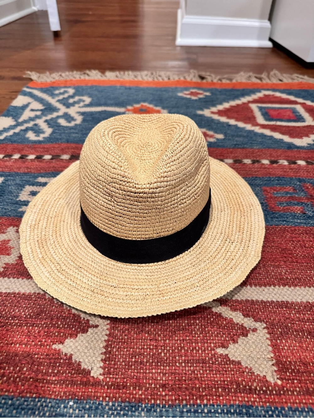 Cuyana Natural Straw Fedora with Black Band size 58